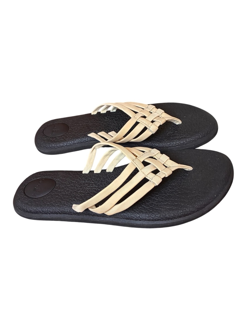 Sanuk Size 7 Salty Yoga Mat Beige Natural Flip-Flops Thong Sandals Crisscross